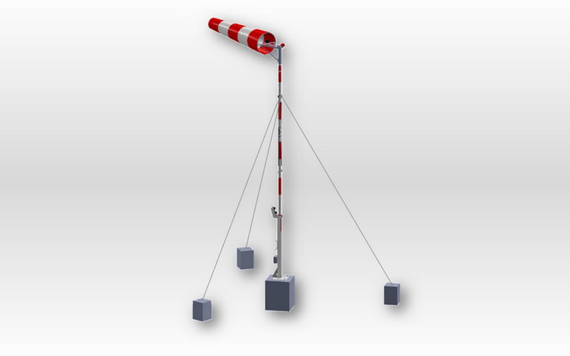 mât indicateur de vent STANDARD avec balise d'obstacle / wind indicator mast STANDARD with obstacle light