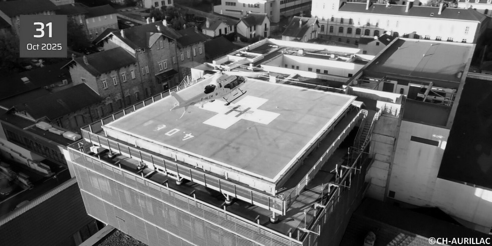 Hélistation toiture CH Aurillac N&B - ©CH Aurillac
